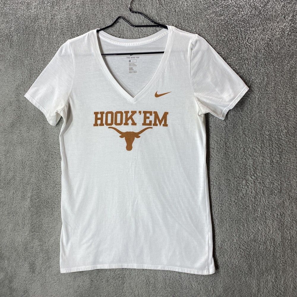 Nike Shirt Womens Medium Texas Longhorns White Short Sleeve Tee Athletic Cut M